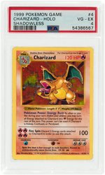 1999 POKÉMON BASE SET CHARIZARD 4/102 HOLO SHADOWLESS PSA 4 VG-EX.