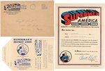 SUPERMAN "SUPERMEN OF AMERICA" EARLY 1940s CLUB KIT LOT.