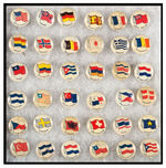 TATTOO CHEWING GUM FLAGS OF ALL NATIONS COMPLETE BUTTON SET.