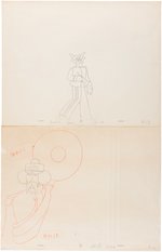 THE BEATLES - YELLOW SUBMARINE SGT. PEPPER'S LONELY HEARTS CLUB BAND PRODUCTION DRAWING ORIGINAL ART TRIO.