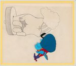 THE BEATLES - YELLOW SUBMARINE CHIEF BLUE MEANIE ANIMATION CEL & THE DREADFUL FLYING GLOVE PRODUCTION DRAWING ORIGINAL ART FRAMED DISPLAY.