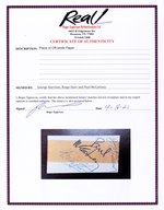 THE BEATLES - PAUL McCARTNEY, GEORGE HARRISON & RINGO STARR SIGNED PAPER.