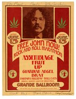 JOHN SINCLAIR & GARY GRIMSHAW SIGNED "FREE JOHN NOW! ROCK AND ROLL MARATHON" BENEFIT EVENT POSTER.