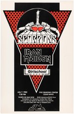 SCORPIONS, IRON MAIDEN & GIRLSCHOOL 1982 CEDAR RAPIDS, IOWA HEAVY METAL CONCERT POSTER.