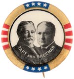 TAFT & SHERMAN PATRIOTIC BORDER GOP CAMPAIGN BUTTON UNLISTED IN HAKE.