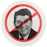 ANTI-REAGAN PORTRAIT BUTTON.