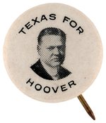 "TEXAS FOR HOOVER" PORTRAIT BUTTON HAKE #65.