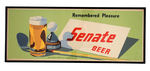 "REMEMBERED PLEASURE SENATE BEER" FRAMED SIGN.