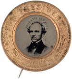 SEYMOUR "FOR PRESIDENT 1868" FERROTYPE BADGE.