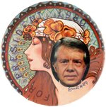 CARTER "PRESIDENT 1980 BUTTON BY ARTIST DAVID RUSSELL.