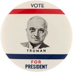 "VOTE TRUMAN FOR PRESIDENT" 3.5" PORTRAIT BUTTON HAKE #2009.