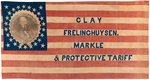 CLAY 1844 CAMPAIGN PORTRAIT FLAG COUNTER STAMPED "TAYLOR" FOR THE 1848 WHIG CANDIDATE.