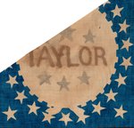 CLAY 1844 CAMPAIGN PORTRAIT FLAG COUNTER STAMPED "TAYLOR" FOR THE 1848 WHIG CANDIDATE.