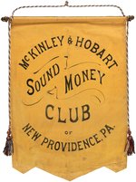 McKINLEY & HOBART EXCEPTIONAL HAND PAINTED JUGATE PARADE BANNER.