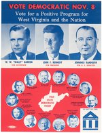 KENNEDY WEST VIRGINIA "1960 STATE DEMOCRATIC TICKET" FLYER.