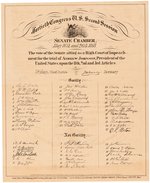 ANDREW JOHNSON IMPEACHMENT ROSTER ISSUED BY SENATE CHAMBER.