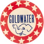 "GOLDWATER" 13 STAR CARTOON ELEPHANT BUTTON.