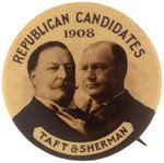 "REPUBLICAN CANDIDATES 1908 TAFT & SHERMAN" REAL PHOTO JUGATE BUTTON.