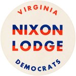 "VIRGINIA DEMOCRATS NIXON LODGE" SCARCE 1960 CAMPAIGN STICKER.