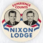 "EXPERIENCE COUNTS" NIXON & LODGE LARGE 9" JUGATE BUTTON.