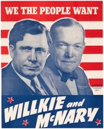 "WE THE PEOPLE WANT WILLKIE AND McNARY" GRAPHIC JUGATE POSTER.