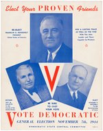 ROOSEVELT 1944 IOWA "ELECT YOUR PROVEN FRIENDS" COATTAIL POSTER.