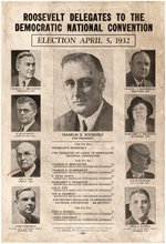 ROOSEVELT SCARCE 1932 WISCONSIN CONVENTION DELEGATES CAMPAIGN POSTER.