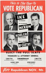 IKE, NIXON, KOHLER AND McCARTHY WISCONSIN CAMPAIGN POSTER.