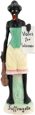 "VOTES FOR WOMEN" SATIRICAL AFRICAN AMERICAN BISQUE FIGURE LARGEST VARIETY.