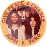 JOHN LENNON & YOKO ONO PHOTO BUTTON FROM C.  JULY 1, 1969 "BED-IN".