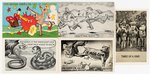 WWII FIVE GRAPHIC CARTOON HOMEFRONT POST CARDS.