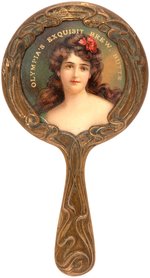 POCKET MIRROR W/HANDLE FOR MONTANA'S "OLYMPIA'S EXQUISIT BREW, BUTTE" INTRODUCED 1909.