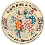 POCKET MIRROR "SINKING SPRING BATTALION" W/ DANCING CLOWN AND LADY AND THEATRICAL MASKS.