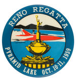 "RENO REGATTA PYRAMID LAKE OCT. 10-11, 1959" BUTTON.