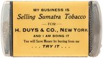 SUMATRA TOBACCO SALEMAN'S MATCH SAFE WITH HIS PHOTO AND ORIGINAL GENERIC BOX C. 1905.