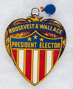 "ROOSEVELT & WALLACE PRESIDENT ELECTOR" RARE CARDSTOCK BADGE.