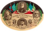 PERSHING WWI "LEADERS OF THE WORLD WAR FOR DEMOCRACY" HAND TINTED REAL PHOTO POCKET MIRROR.