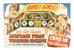 "CAPT. SPARKS' AIRPLANE PILOT TRAINING COCKPIT" TWO-SIDED STORE SIGN.