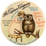 POCKET MIRROR W/LITTLE GIRL OFFERING "A WORD TO THE WISE" OWL FOR CHICAGO SCHOOL SUPPLY HOUSE.