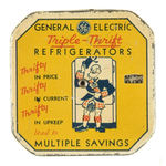 "GENERAL ELECTRIC TRIPLE-THRIFT REFRIGERATORS" DIME BANK.