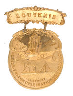 LARGE, ORNATE BRASS "SOUVENIR" BADGE FOR "HUDSON-FULTON CELEBRATION...1909."