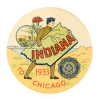 "INDIANA/AMERICAN LEGION TO 1933 CHICAGO" WORLD'S FAIR BUTTON.