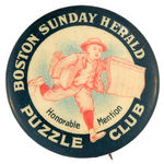 "BOSTON SUNDAY HERALD PUZZLE CLUB/HONORABLE MENTION" BUTTON.