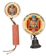 PAIR OF CHOICE COLOR UNCLE SAM FOURTH OF JULY BUTTONS WITH SUSPENSIONS.