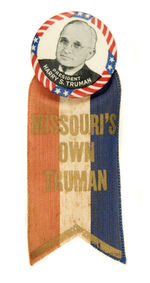 "PRESIDENT HARRY S. TRUMAN" WITH RARE RIBBON.