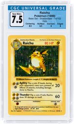 1999 POKÉMON BASE SET RAICHU 14/102 HOLO SHADOWLESS CGC 7.5 NM+.