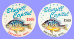 PAIR OF BEAUTIFULLY COLORED BUTTONS FOR APPARENT ANNUAL FISHING DERBY.