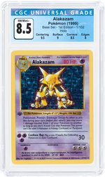 1999 POKÉMON BASE SET ALAKAZAM 1/102 1ST EDITION HOLO CGC 8.5 NM/MINT+.