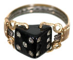 DICE RING SET WITH RHINESTONES.