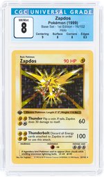 1999 POKÉMON BASE SET ZAPDOS 16/102 1ST EDITION HOLO CGC 8 NM/MINT.